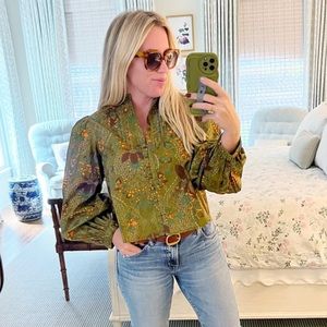 NWT Anna Cate Hunter Green Cotton Taylor Blouse size L